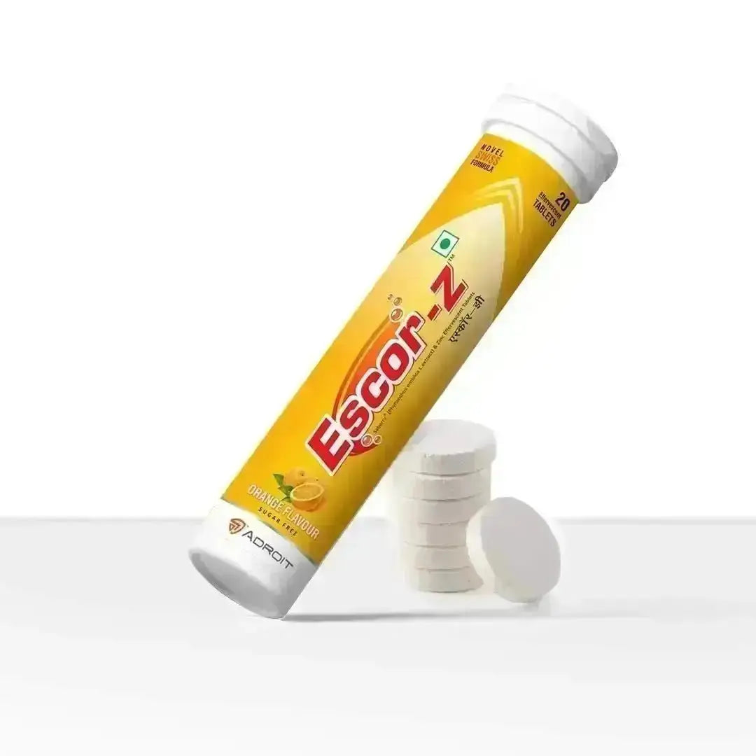 Escor-Z Effervescent Tablets| Natural Vitamin C| Orange Flavour 20 Tablets